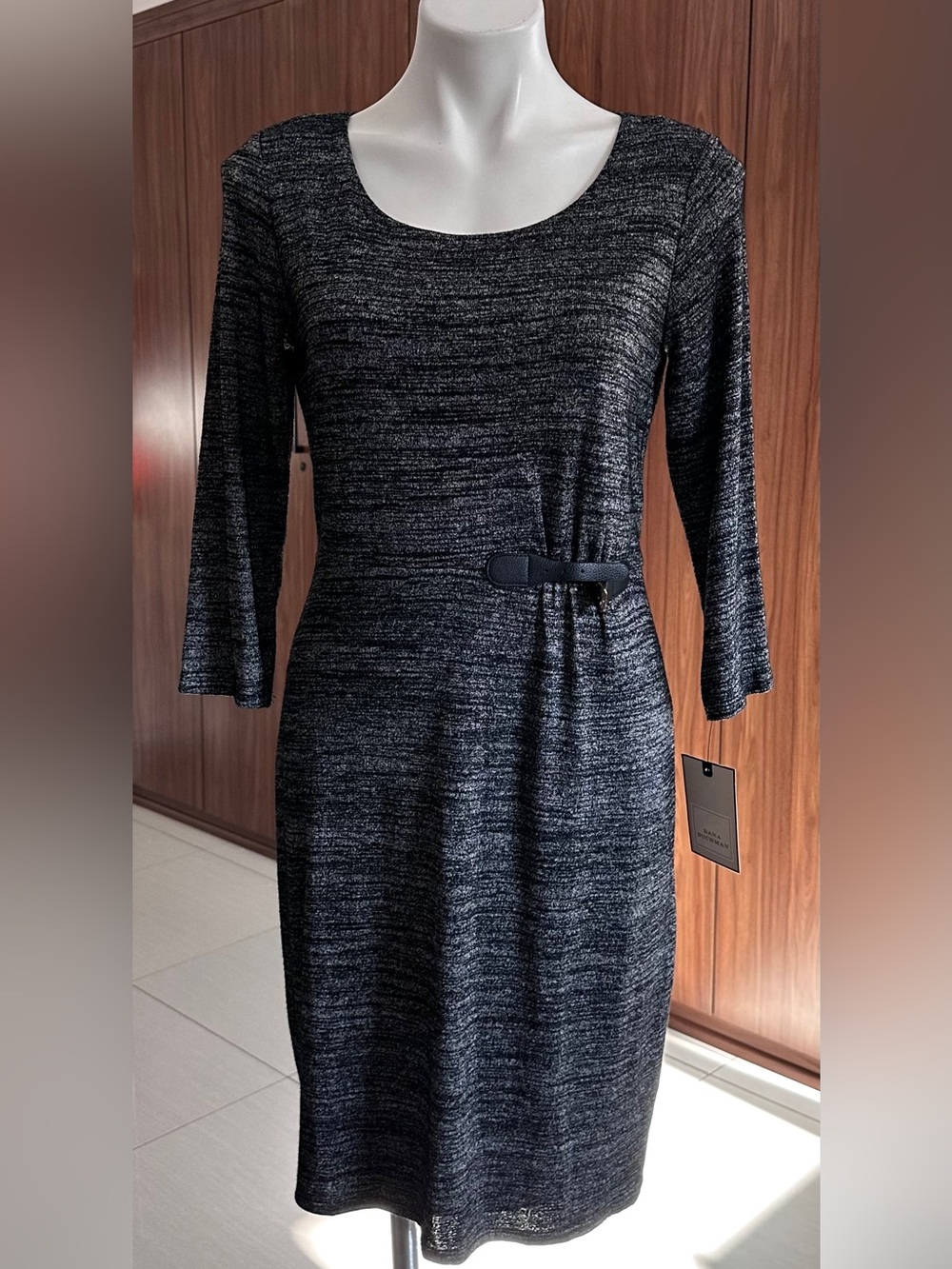 Dana Buchman Black Heather Midi Sheath Dress SMALL